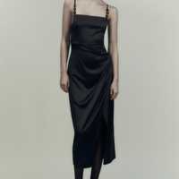 Zara черна рокля от сатен