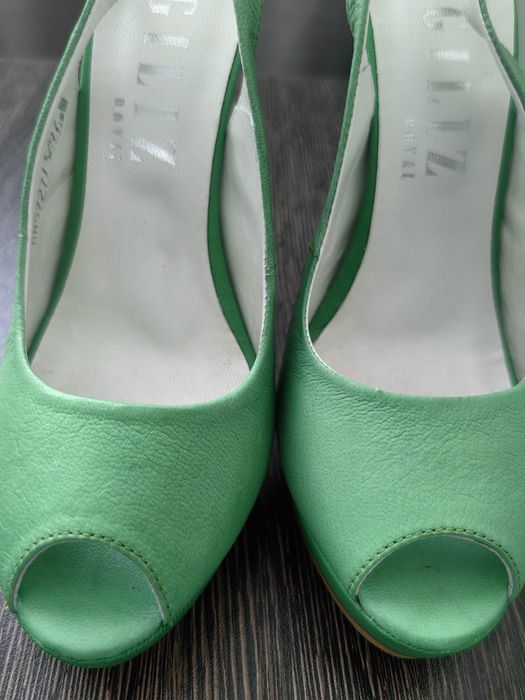 Сандали на висок ток, естествена кожа - Ingiliz