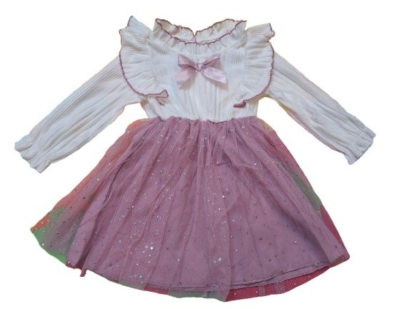 Официална детска рокля – Бяло/розово, 2 размера