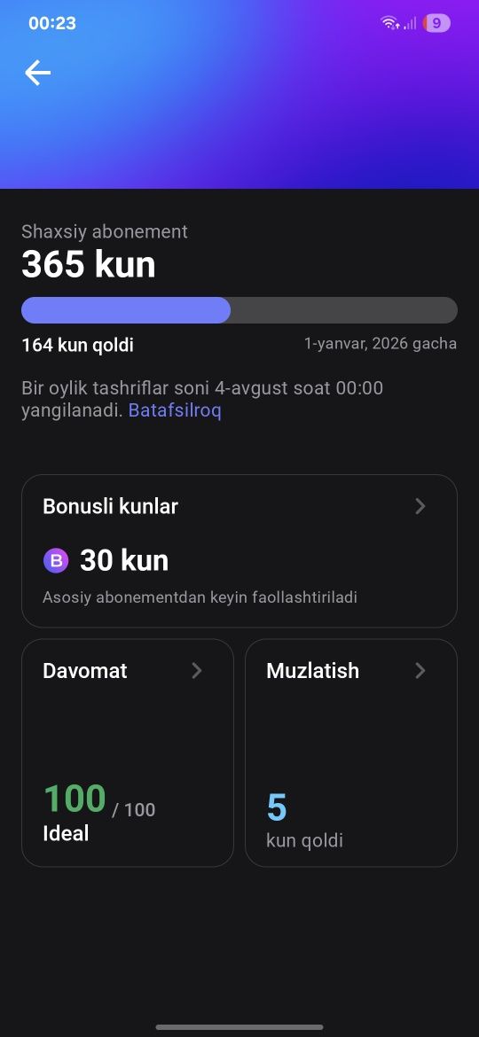 1Fit oyiga 195 000 so'm