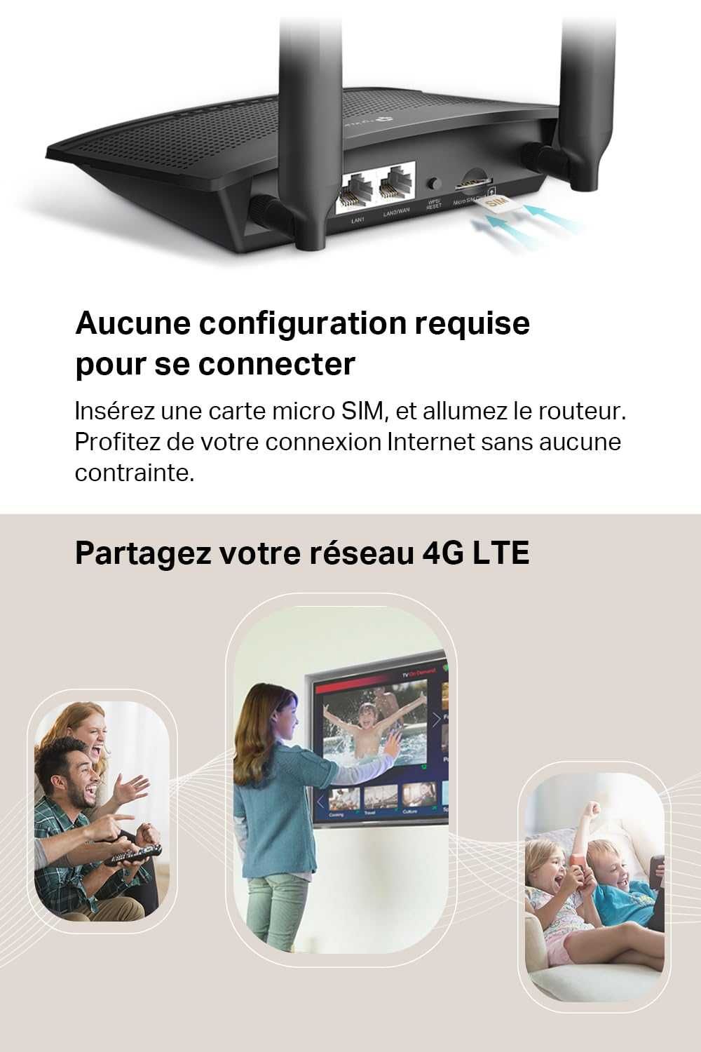 Нов в целофан TP-Link TL-MR110 4G LTE WiFi рутер N300Mbps, SIM карта..