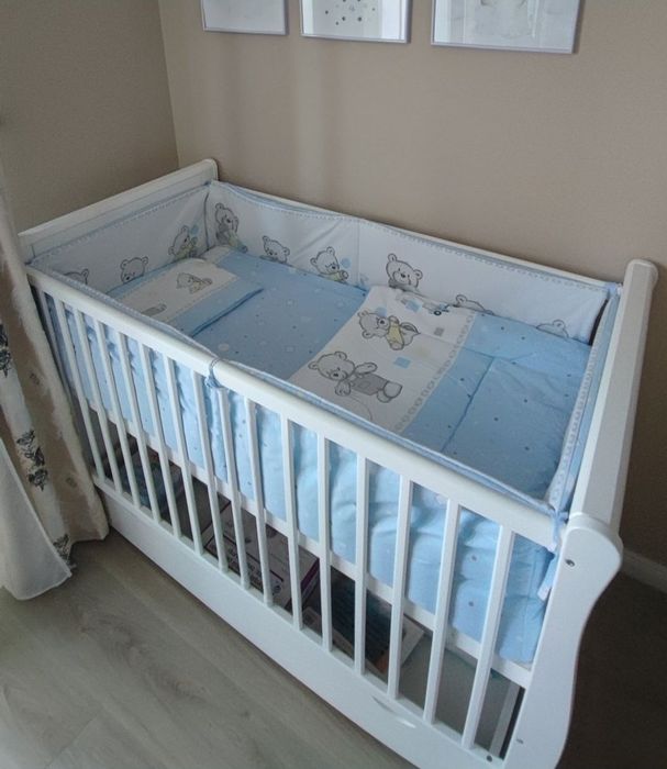 Pat bebe cu saltea din nuca de cocos