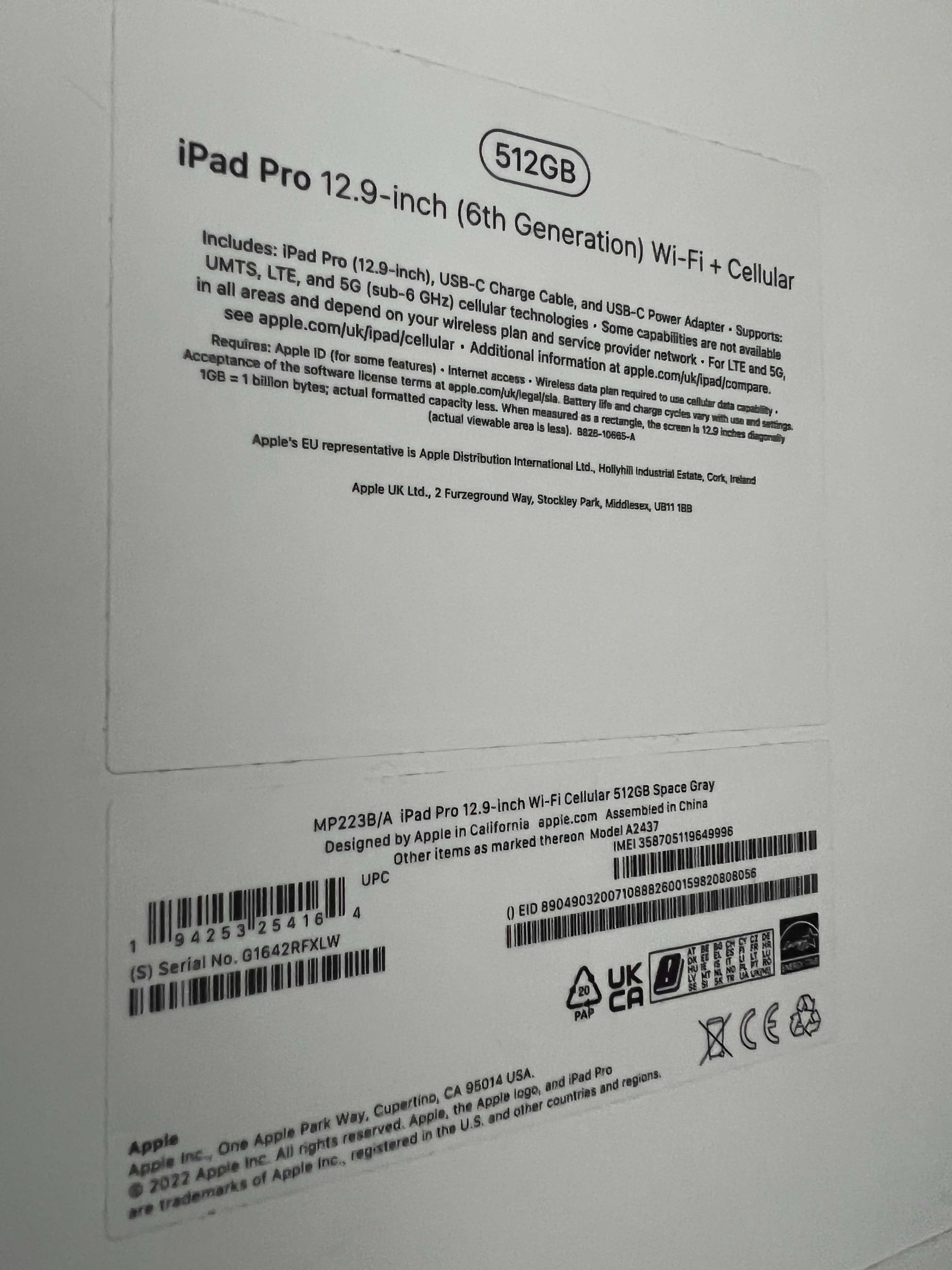iPad Pro 12.9 - 512 Gb - Generatia 6 - nou la cutie - garantie.