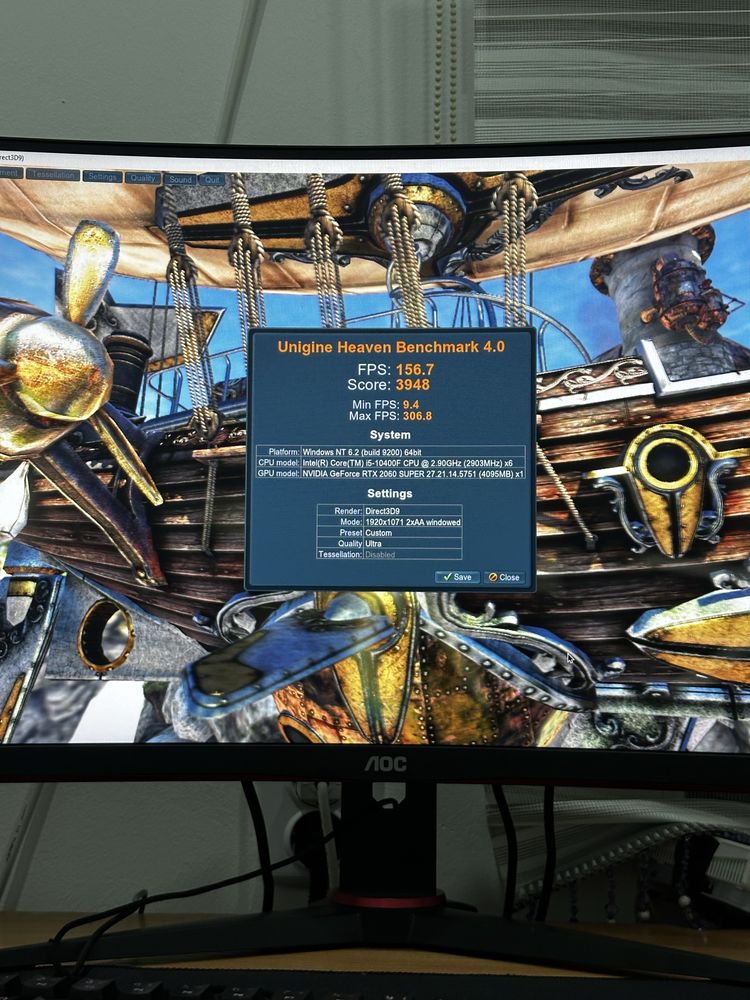 компютър i5 10400f rtx2060 super и монитор 144hz,1ms,24”