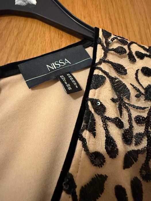 Rochie de seara Nissa cu paiete si pene