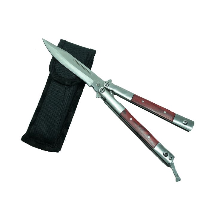 Cutit, Briceag fluture, Balisong, Butterfly, Lemn, Maro, 22 cm