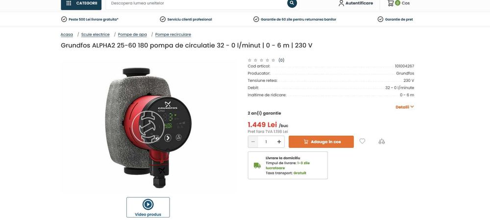 Pompa Circulatie Grundfos Alpha2 25-60-180