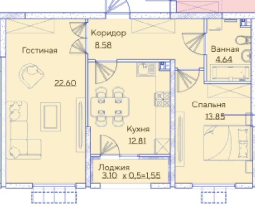 ЖК NRG Zamon 2/5/12 64m2 Яшнабадский район