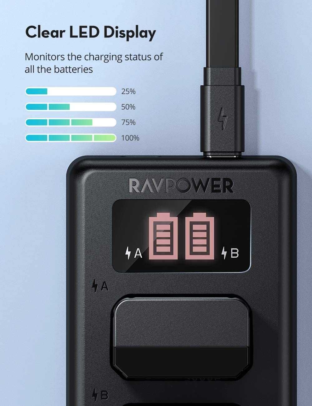 SONY RAVPower Комплект зарядно устройство + 2 батерии
