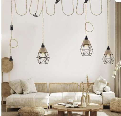 Lustra pe sfoara rustica, cu alimentare la priza