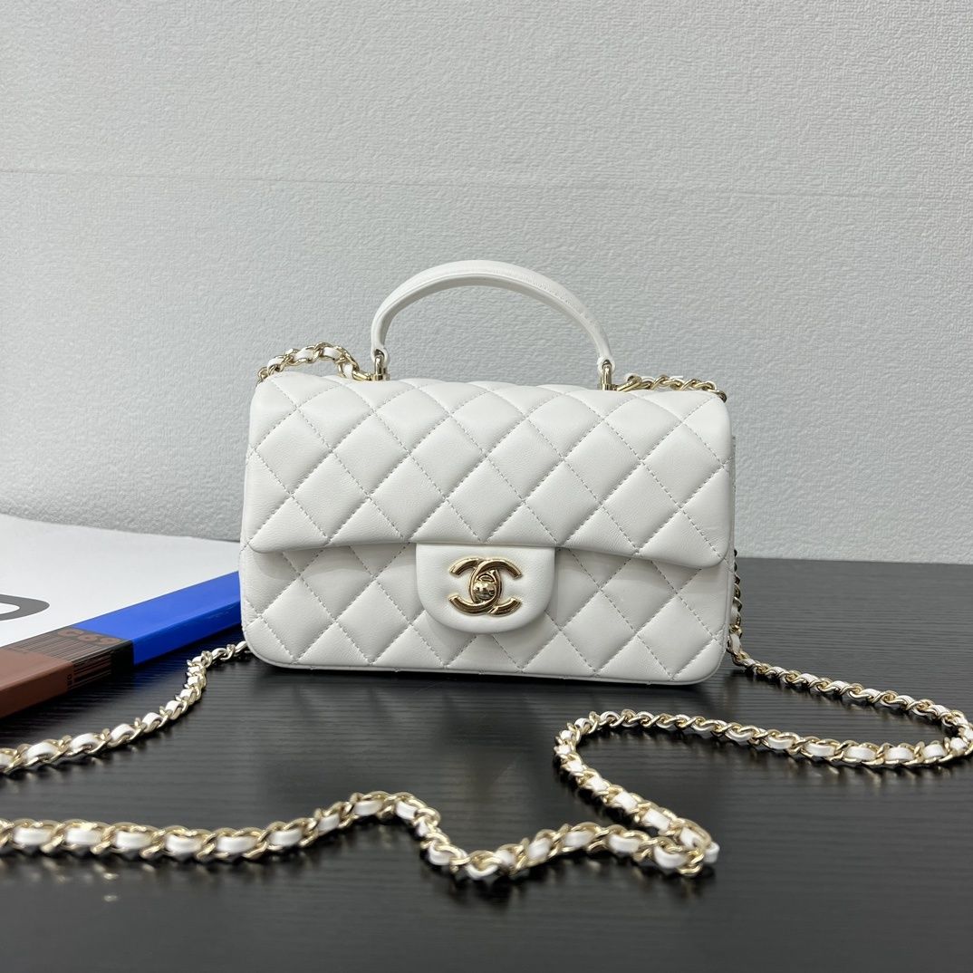 Geanta Chanel 20cm alb, tip Premium