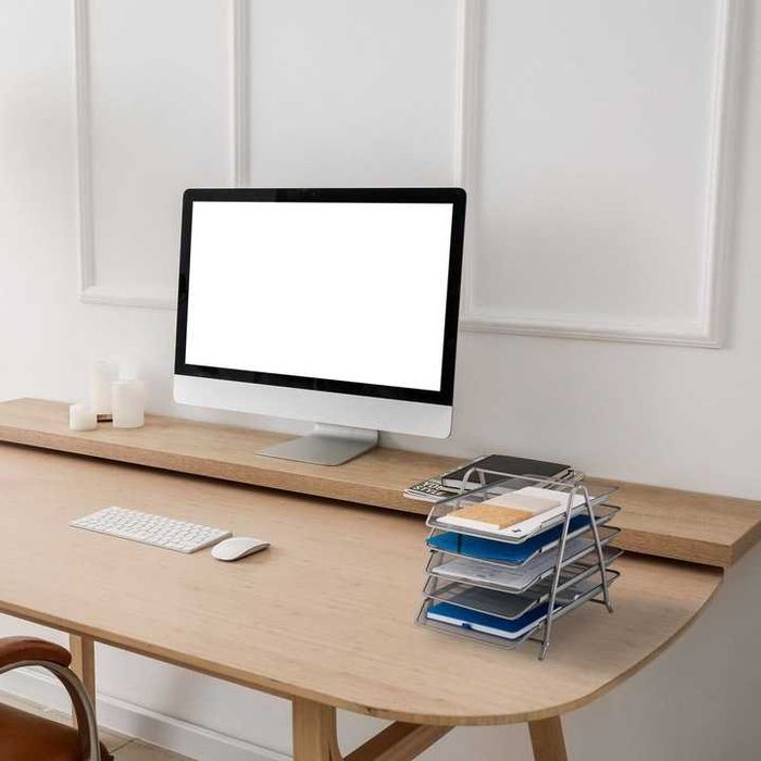 Suport pentru documente cu 3 compartimente metal argintiu 27x29x35 cm