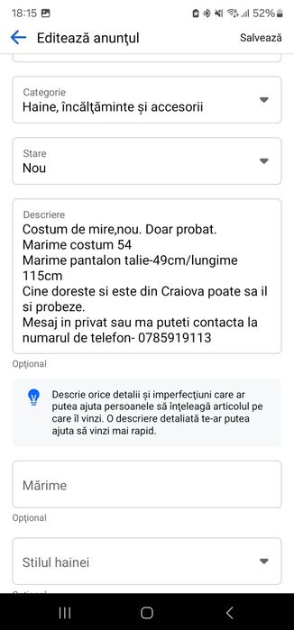Urgent Costum mire/ocazie