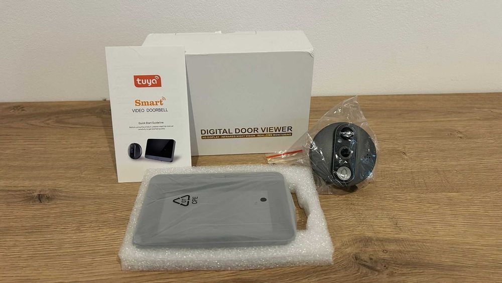 Sonerie video inteligenta WiFi cu unitate interioara LCD, card 32Gb