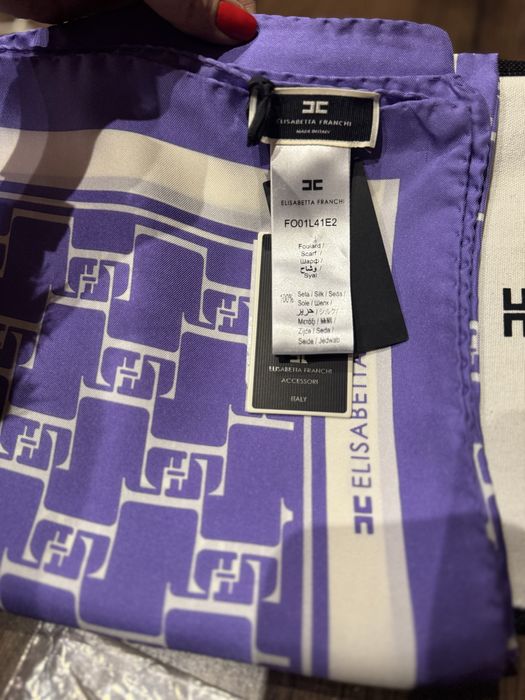ELISABETTA FRANCHI Оригинален Копринена Шал с Монограм, Нов
