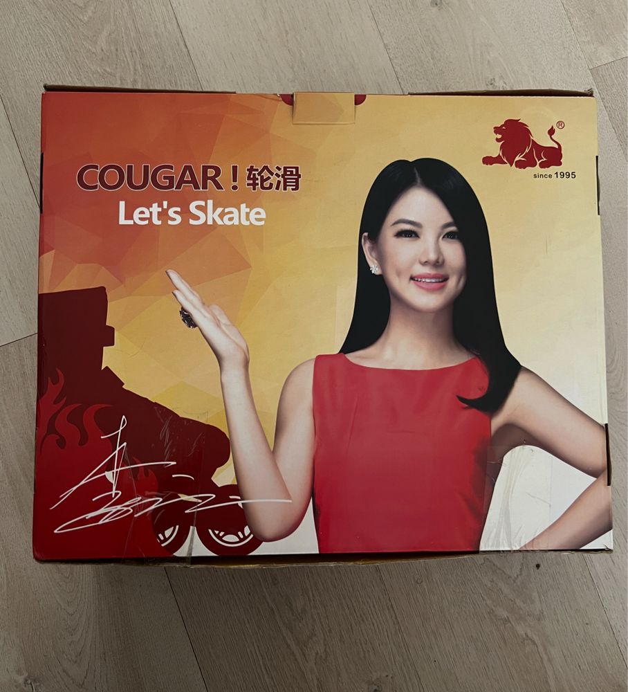 Ролики COUGAR оригинал. 38-41 размер. б/у. Защитники новые.