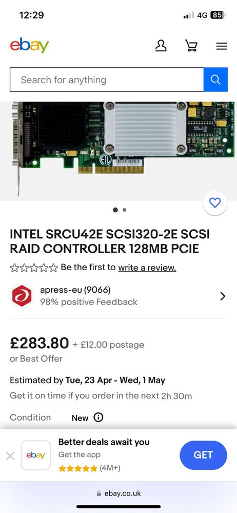 intel SRCU42E scsi raid controller