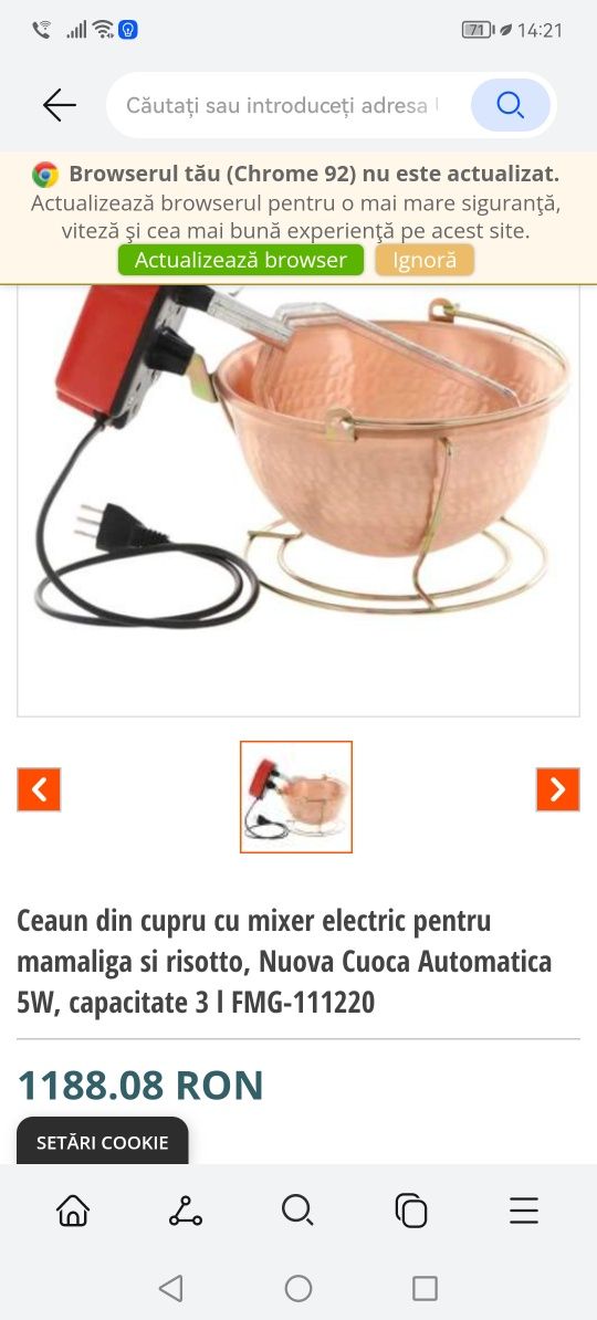 Ceaun din cupru cu mixer electric pentru mamaliga so risoto