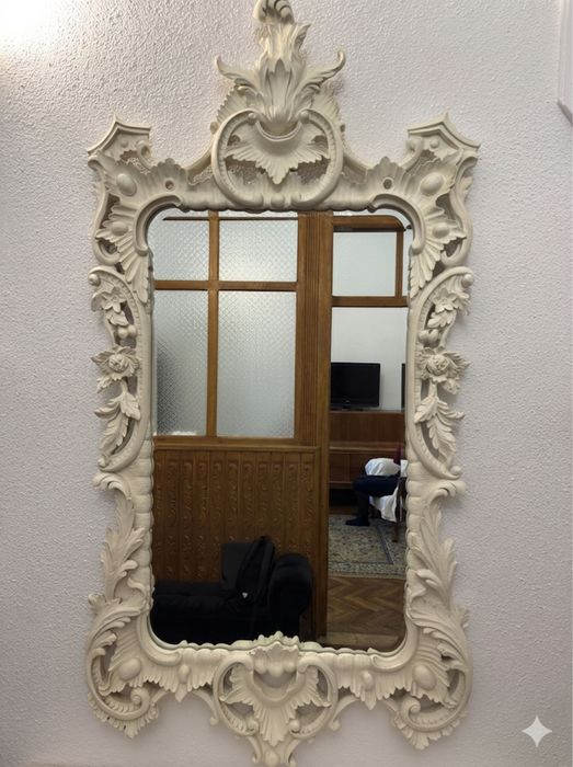 Oglindă Stil Rococo Baroc, compozit sculptat + Blat Marmură Naturală