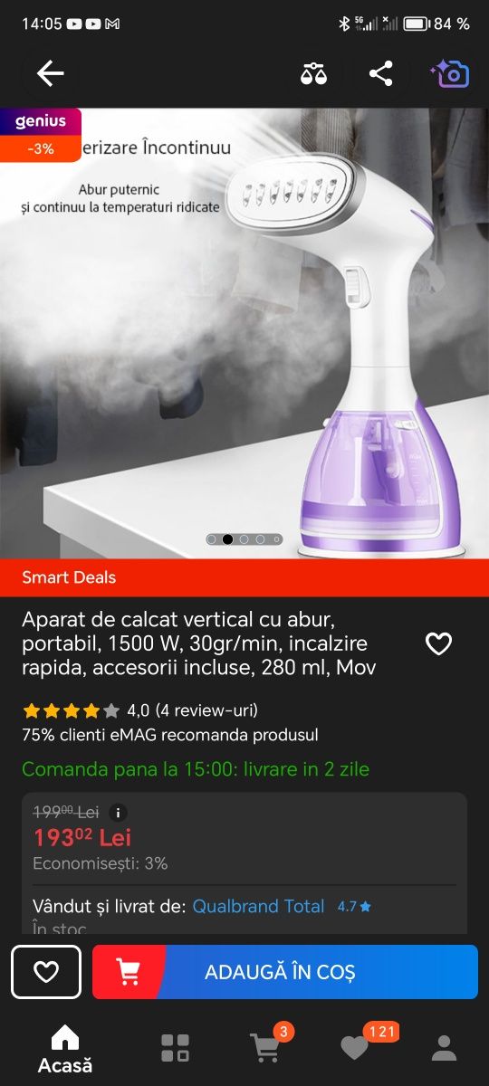 Fier de călcat vertical portabil Daewoo - ca nou