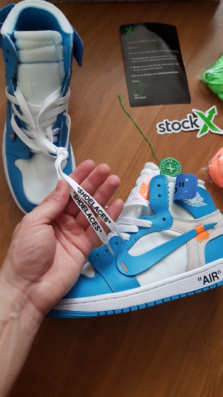 Adidași Jordan 1 Off-White UNC • STOC: 41 • Livrare rapidă 1-2 zile •