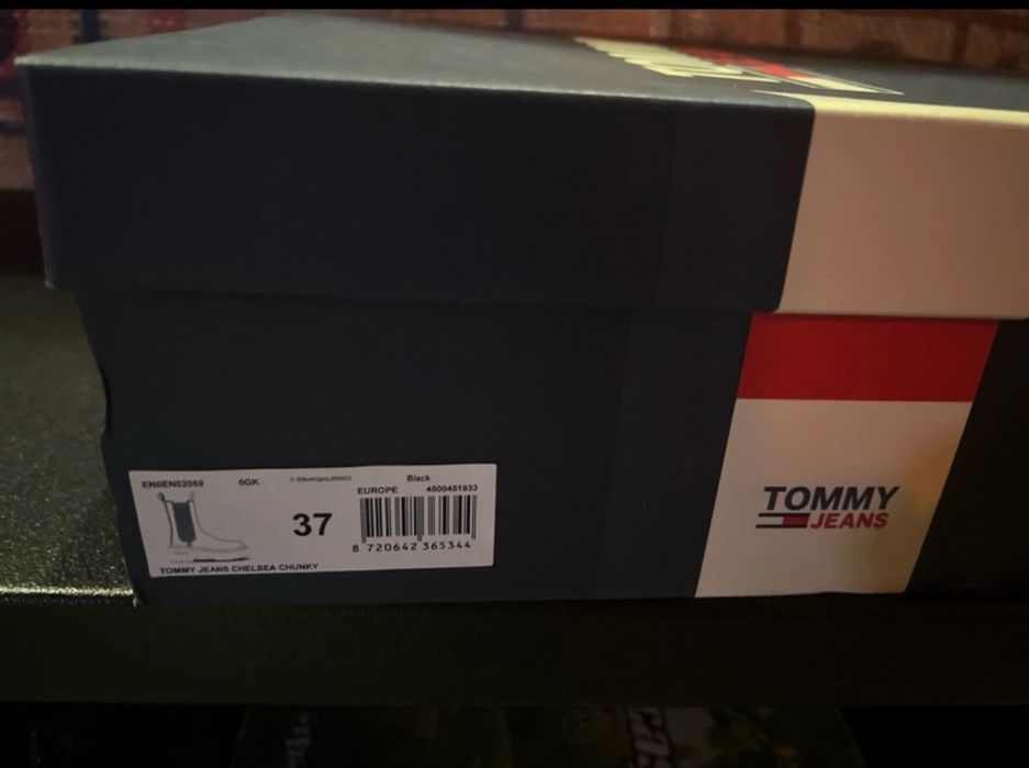 Ghete/bocanci Tommy Jeans noi, piele naturala