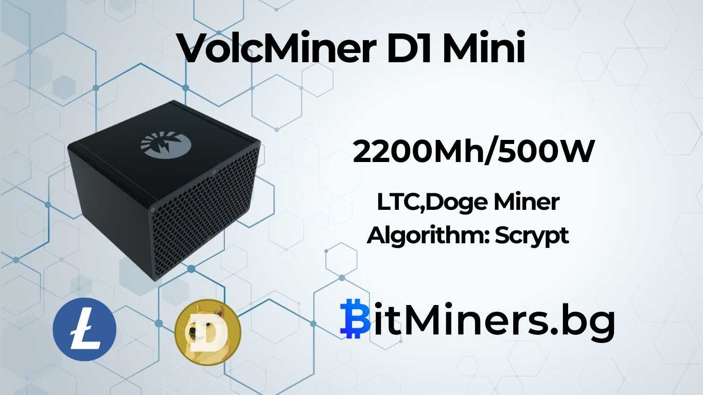 VolcMiner D1 Mini 2200Mh/s, 500W Litecoin, Dogecoin майнър