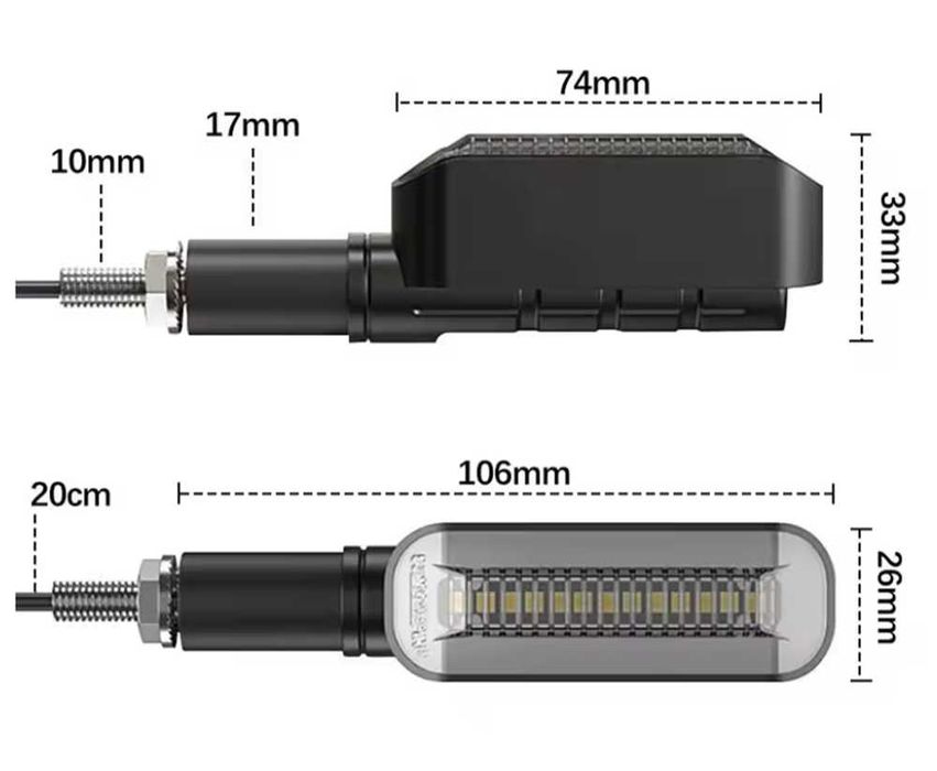 Диодни LED мигачи за мотор с бягащ мигач - 2 броя.