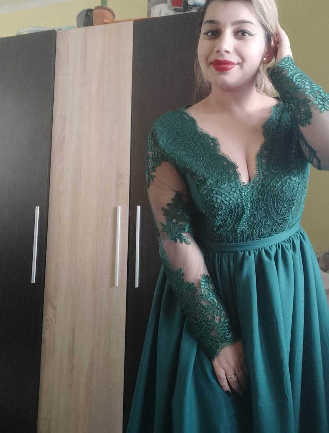 Rochie eleganta ,verde smarald lunga de ocazie mărimea L