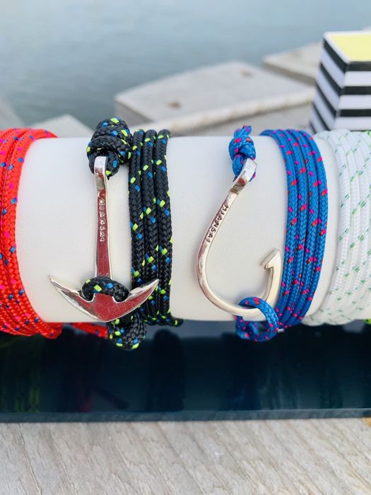 Мъжка гривна със сребърна котва и яхтено въже