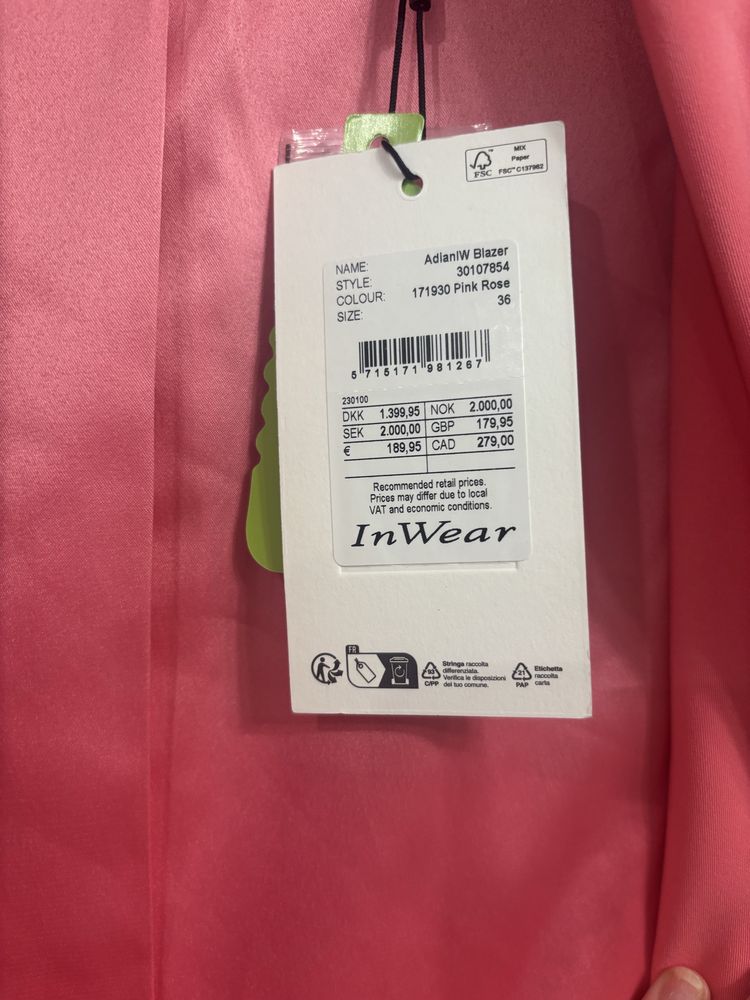Чисто ново Розово Сако / Блейзър С/36 In Wear