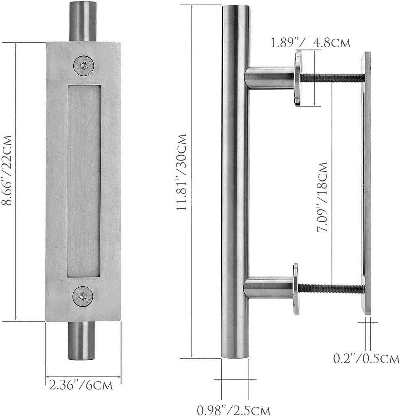 Maner dublu pentru usi glisante, 30x2.5 - 22x6cm