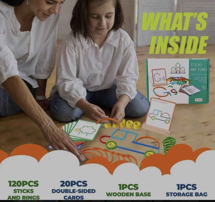 Joc creativ din lemn, 120 de piese