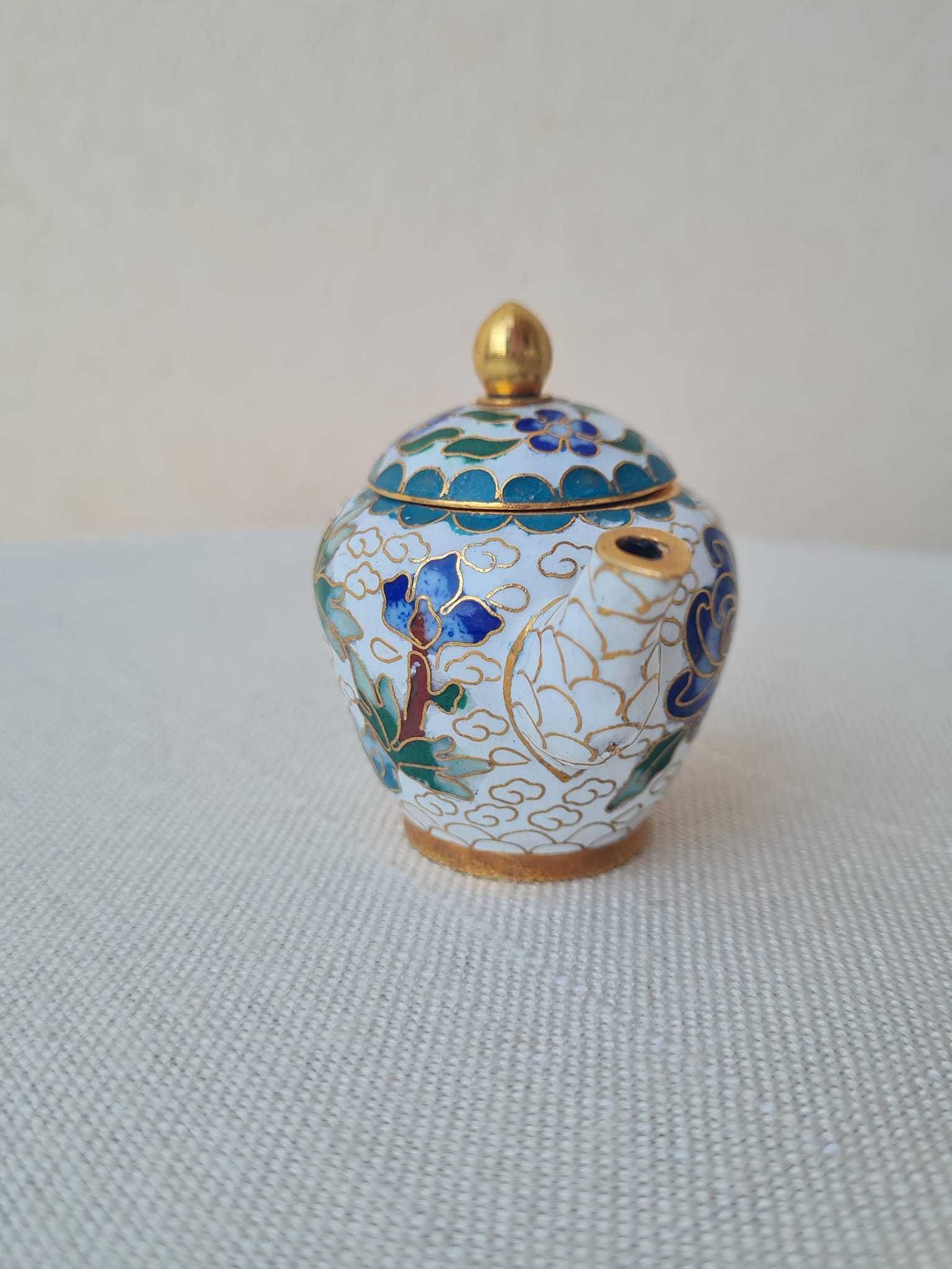 Ceainic cloisonne miniatura vintage