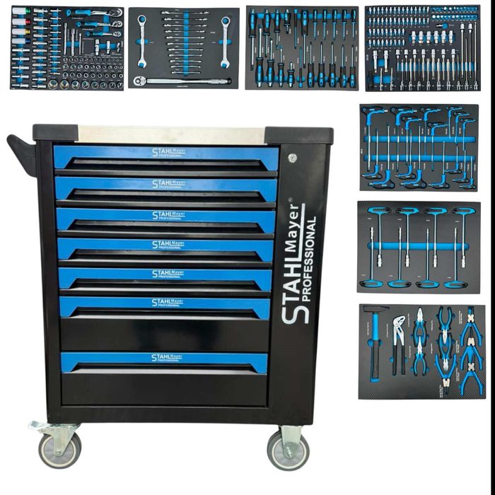 Шкаф/количка с инструменти 251 части 7 чекмеджета STAHLMAYER BLUE LİNE