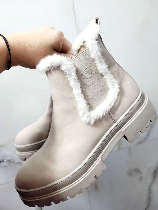 Botine dama Tamaris piele naturala bej marimea 39