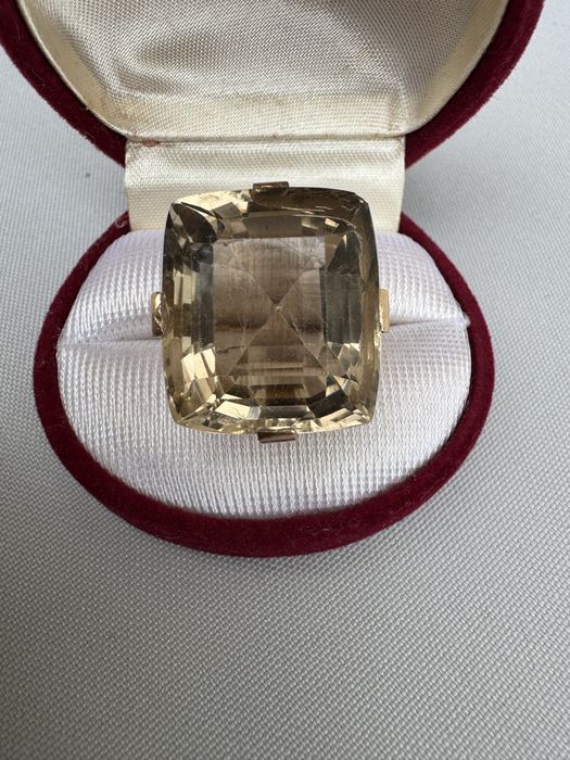 Inel aur 14 k si cuart fumuriu