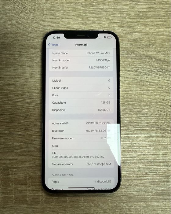 Iphone 12 Promax 128gb 87% spate spart/camera defecta