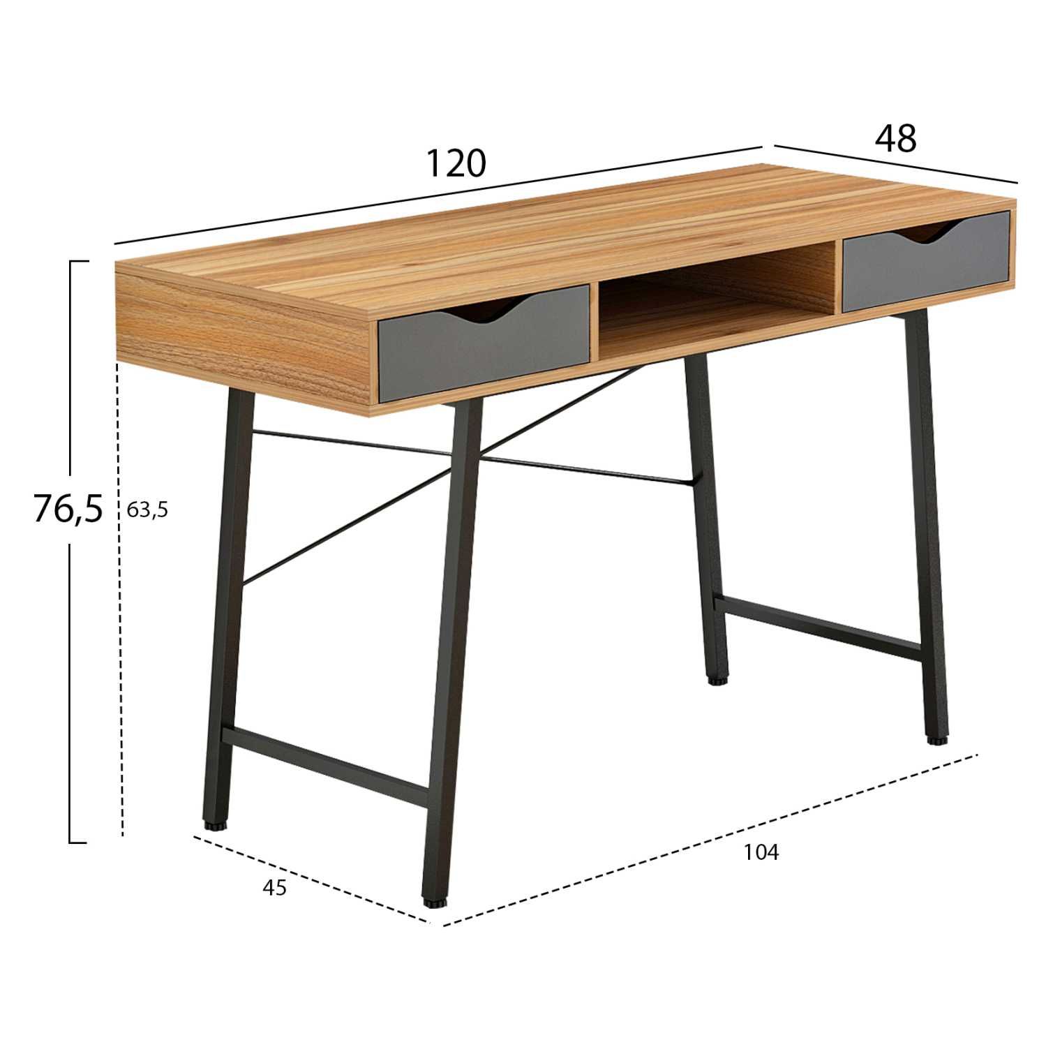Бюро Puzzle-home HM2128.03, Орех/Сив, 120x48x76,5см ПРОМОЦИЯ