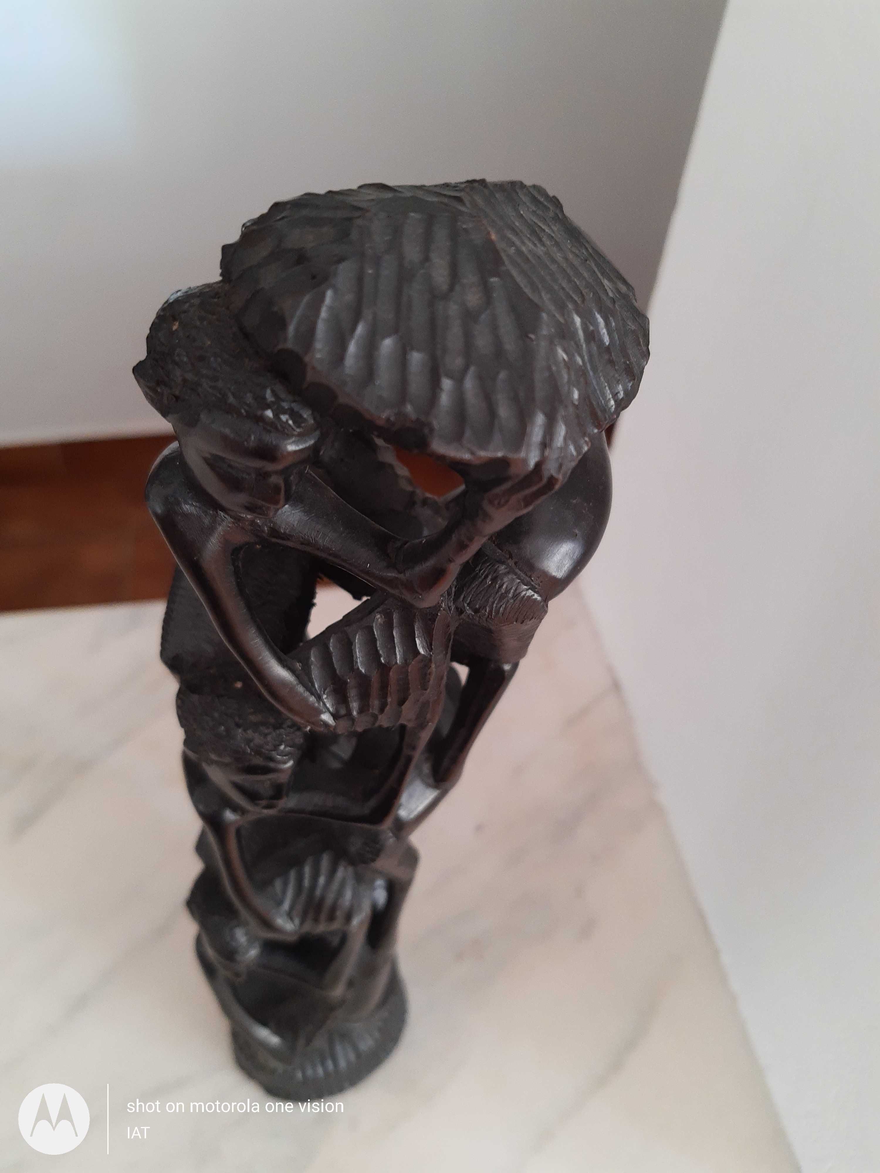 Statueta Africana Traditionala, Sculptata Manual in Lemn de Abanos