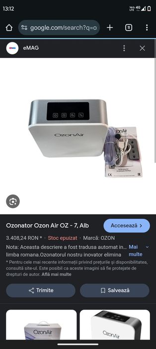 Ozonator OzonAir OZ-7 – Nou, sigilat, garanție 2 ani