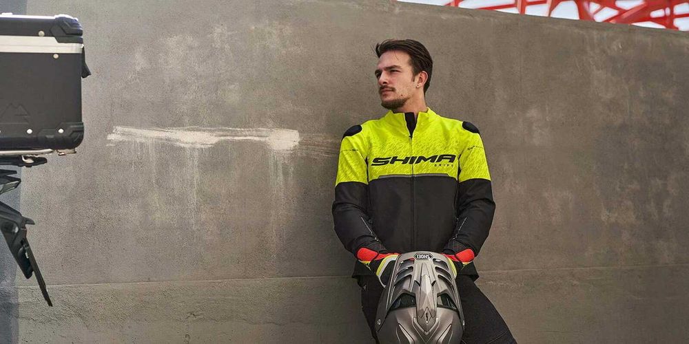 Мъжко двуслойно текстилно мотоциклетно  мото яке SHIMA DRIFT FLUO