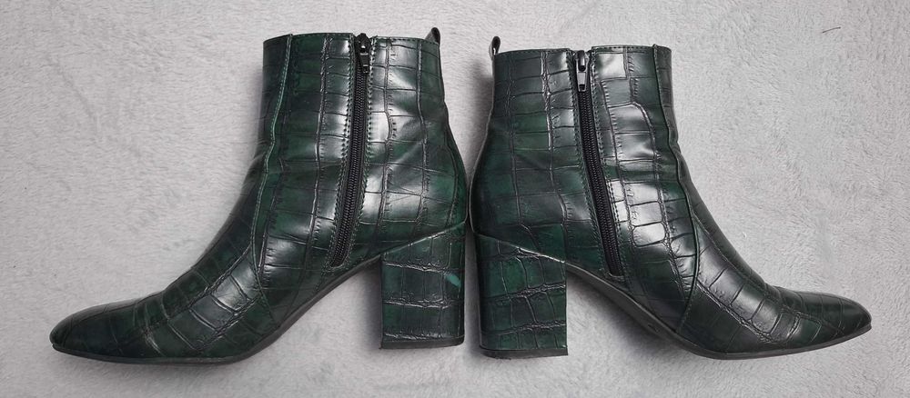 Botine verzi cu toc gros, 40, Graceland