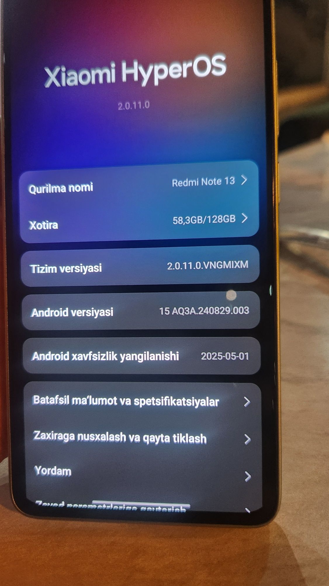 Redmi note 13  holati ideal orginal chexol,zaryadka karobka bor