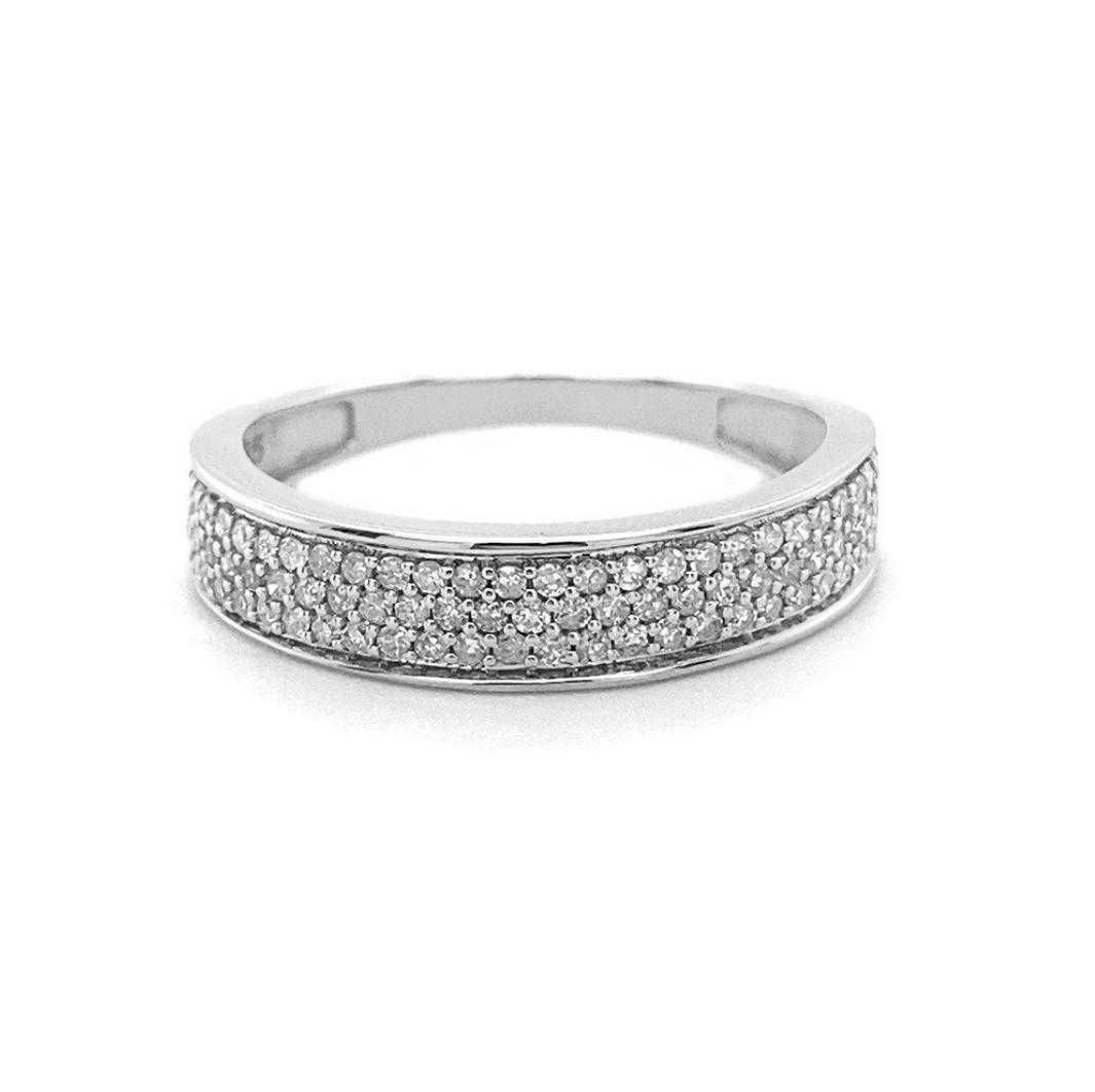 Inel modern cu Diamante din Aur alb de 14k