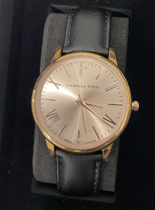 Дамски часовник с диамант и кожена каишка Isabella Ford