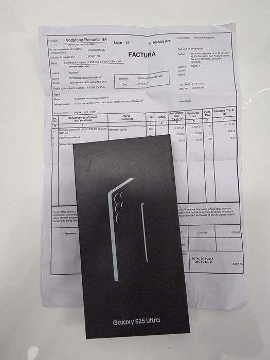 Samsung s25 Ultra 5G Black 512Gb NOU Sigilat Factură 2 ANI GARANȚIE