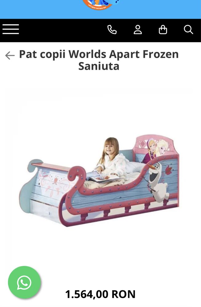 Patut copii saniuta Frozen cu saltea