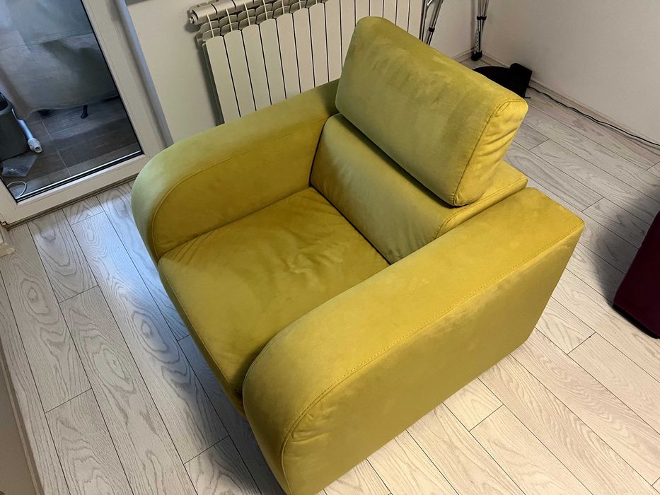 2 bucăți Fotolii Kera, galbene spre lime, cu tetiere rabatabile