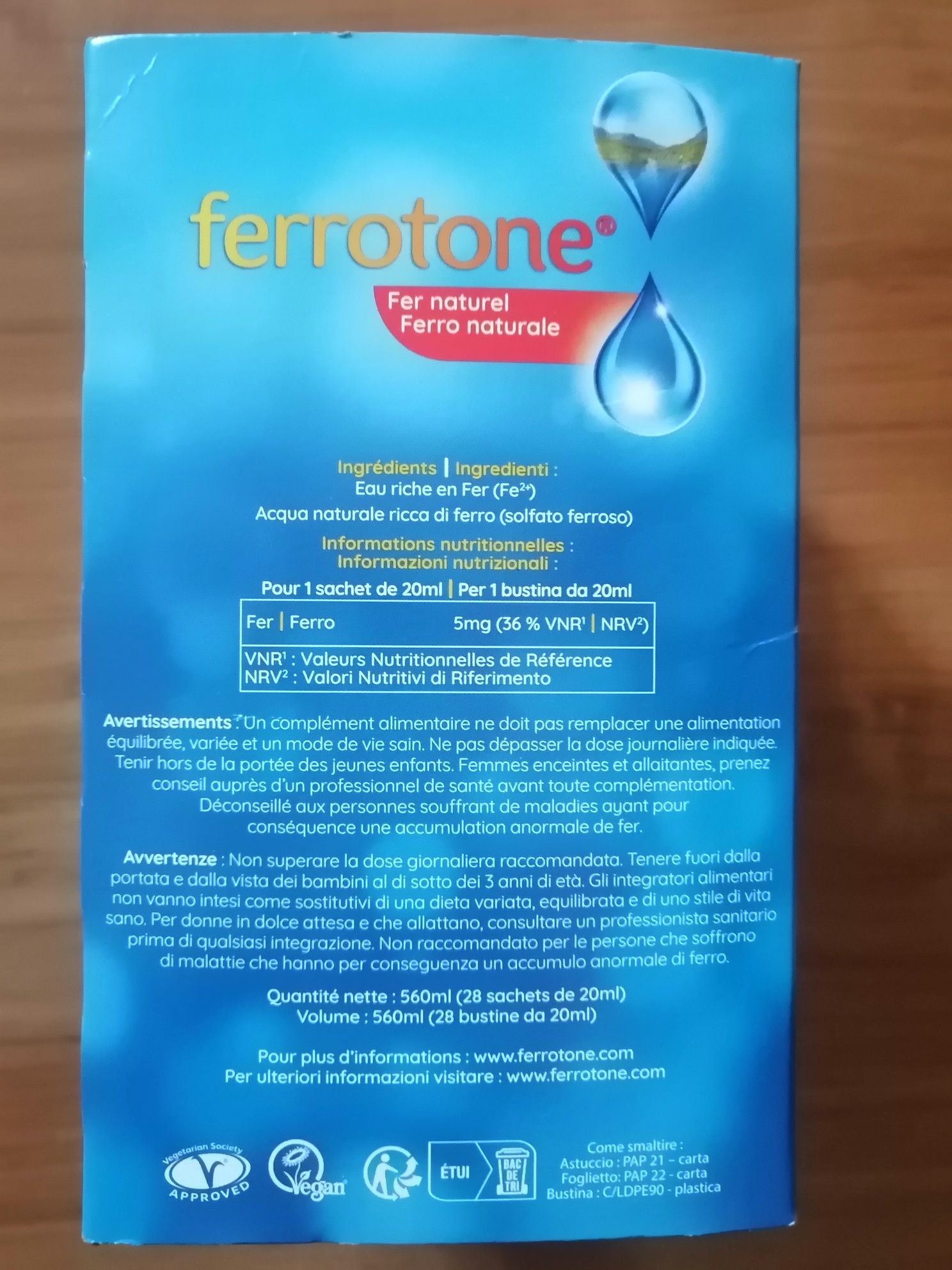Желязо "Ferrotone Natural Iron 28 x 20 ml